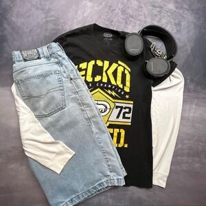 Ecko Unltd Graphic T-Shirt Mens Medium Black Yellow Y2K Skater Streetwear Tee